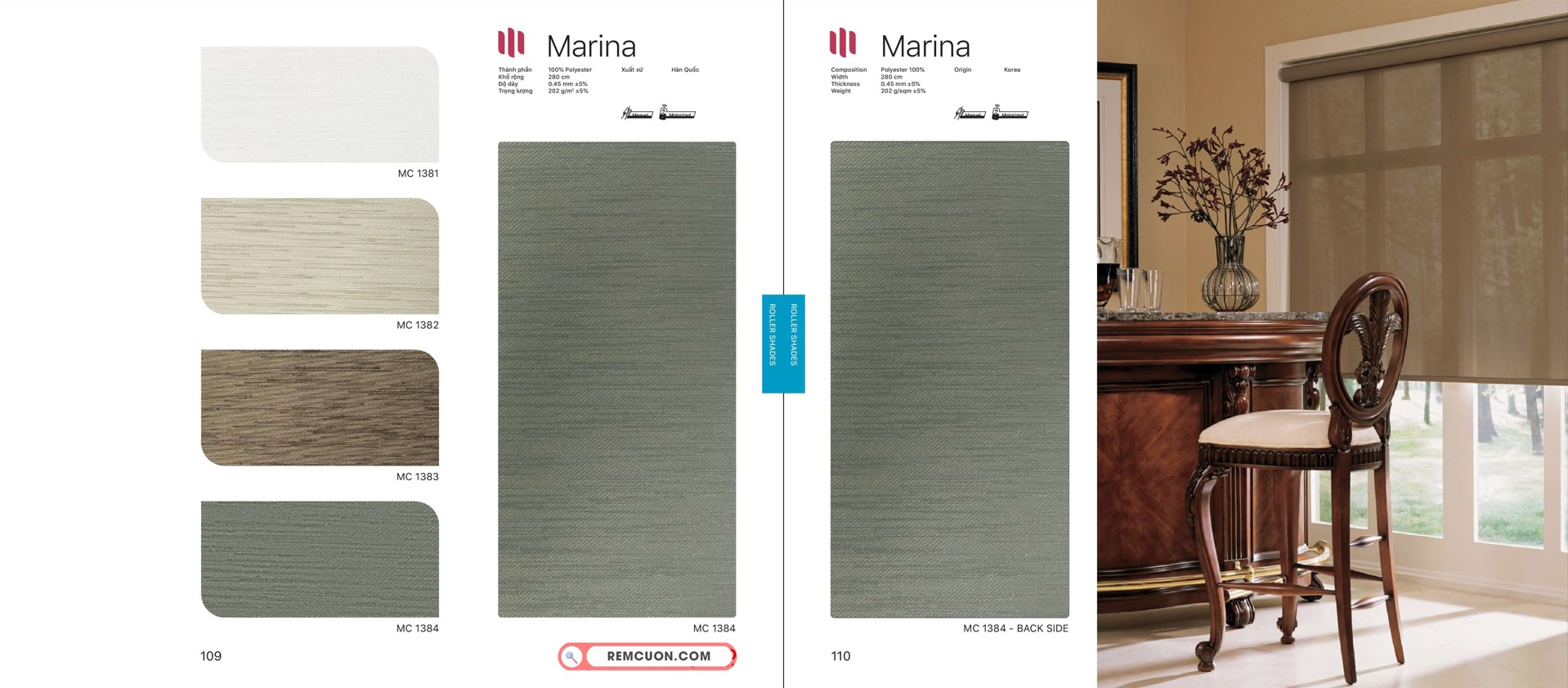 Rèm Cuốn Modero Floral Marina